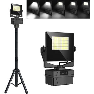 10000 mAh Rechargeable LED Work Light with Tripod Stand, 5000K Daylight White Dimmable 10000 Lumen Cordless Temporary Work Light, Long Lasting Flood Light (Upgrade 10000 mAh Battery)