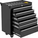 GarveeHome 6-Drawer Tool Chest, Rolling Tool Box with Wheels and Lock System, Portable Storage Rolling Tool Chest for Warehouse, Workshop & Repair Shop, Black