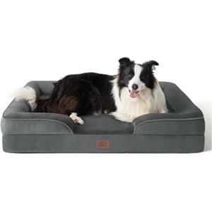 Bedsure Orthopedic Dog Beds Large Sized Dog - Washable Large Dog Cat Bed Waterproof, Comfort Dogs Couch Sofa with Washable Removable Cover, Pet Bed with Nonskid Bottom, Dark Grey, 35"