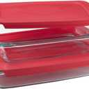 Pyrex Easy Grab 4-Piece Value Pack, includes 1-ea 3-qt Oblong, 2-qtOblong, Red Plastic Cover