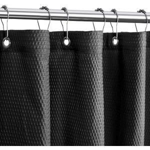 Tititex Solid Black Cloth Fabric Shower Curtain Liner with 2 Magnets - Texture Soft Hotel Quality Waterproof Shower Liner, Light-Weight & Machine Washable 72x72 inch