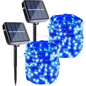Joomer Solar Fairy Lights, 2-Pack Total 80FT 240LED Solar String Lights Outdoor Waterproof 8 Lighting Modes for Fence Party Garden Patio Yard Home Holiday Tree Outdoor Decoration (Blue)