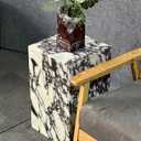 Luxury Marble Side Table,Square End Table for Modern Sofa and Bed, Living Room, Sofa, BedroomCalacatta Viola, 11.8"l X 11.8"w X 19.6"h
