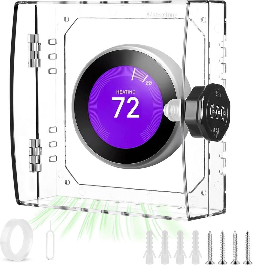 Thermostat Lock Box Upgrade Thickened Square with Combination Lock Transparent AC Lock Box Cover Suitable for Wall Thermostat Suitable for 4.724.722 inches or Smaller
