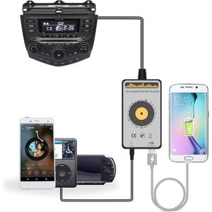 Car Audio AUX Input Adapter with 5V/3.0A USB Charging Port (2nd Gen) for Honda Accord 2003-2012, City 2002-2011, CRV 2005-2014, Civic 2006-2012, Odyssey 2005-2010, TSX 2004-2011