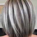 RENERSHOW Medium Length Bob Wig with Bangs for White Women Layered Blonde Balayage Bob Straight Hair Wig Natural Synthetic Hair Replacement Wig Ombre Platinum with Brown Wig