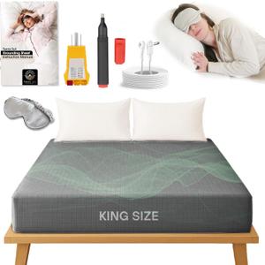 Terra Sol Bare Earth Grounding Sheets King Size - 88% Organic Cotton + 12% Silver Fiber Earthing Sheets - Complete Sleep Bundle with 15ft Cord, Safety Testers & Silk Sleep Mask (Grey)