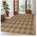 Lahome Checkered Easy Jute Indoor Outdoor Rug, 5x7 Area Rugs for Living Room Nature Large Dining Room Carpet, Washable Non Slip Indoor Outdoor Carpet for Home Office Bedroom Backyard Patio
