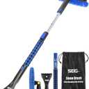 SEG Direct 39" Extendable Snow Brush with Squeegee Ice Scraper Telescoping Foam Grip for Car Truck SUV MPV Light Weight Anti-Freeze Extreme Durability Black and Blue (2. 100 cm-Blue)