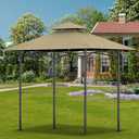 Grill Gazebo Replacement Canopy Top, 5'x8' Top Double Tiered Replacement Canopy Roof, Grill Shelter Cover Roof Fit for Gazebo Model L-GG001PST-F (Khaki)