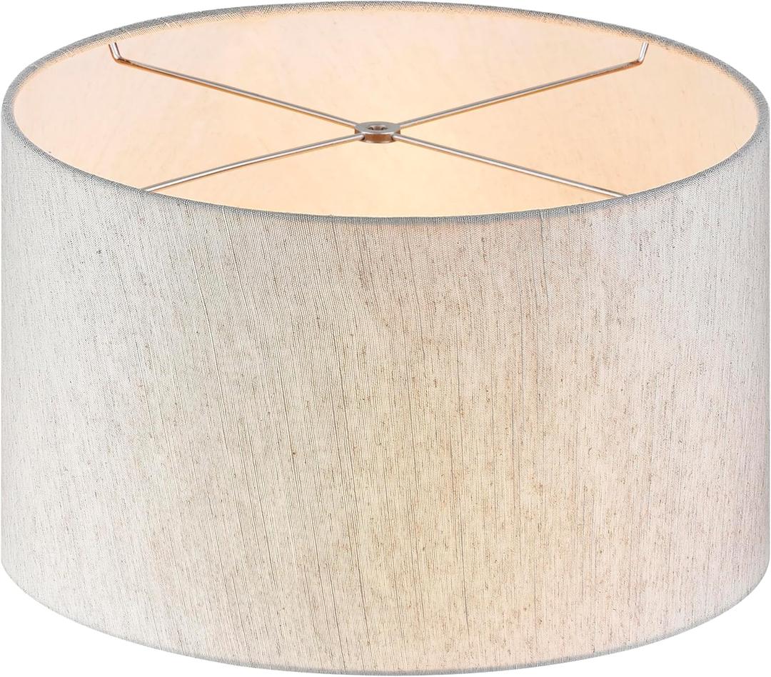 Artiva USA A21012TT-SHADE 17" x 17" x 10"H Drum Lampshade with Hardback and Spider Fitter, TAN