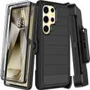 for Samsung Galaxy S24 Ultra Case with Belt Clip Holster & Kickstand,2X Screen Protector,Heavy Duty Shockproof Drop Protection Military Grade Full Body Rugged Phone Cover (6.8") (Black)