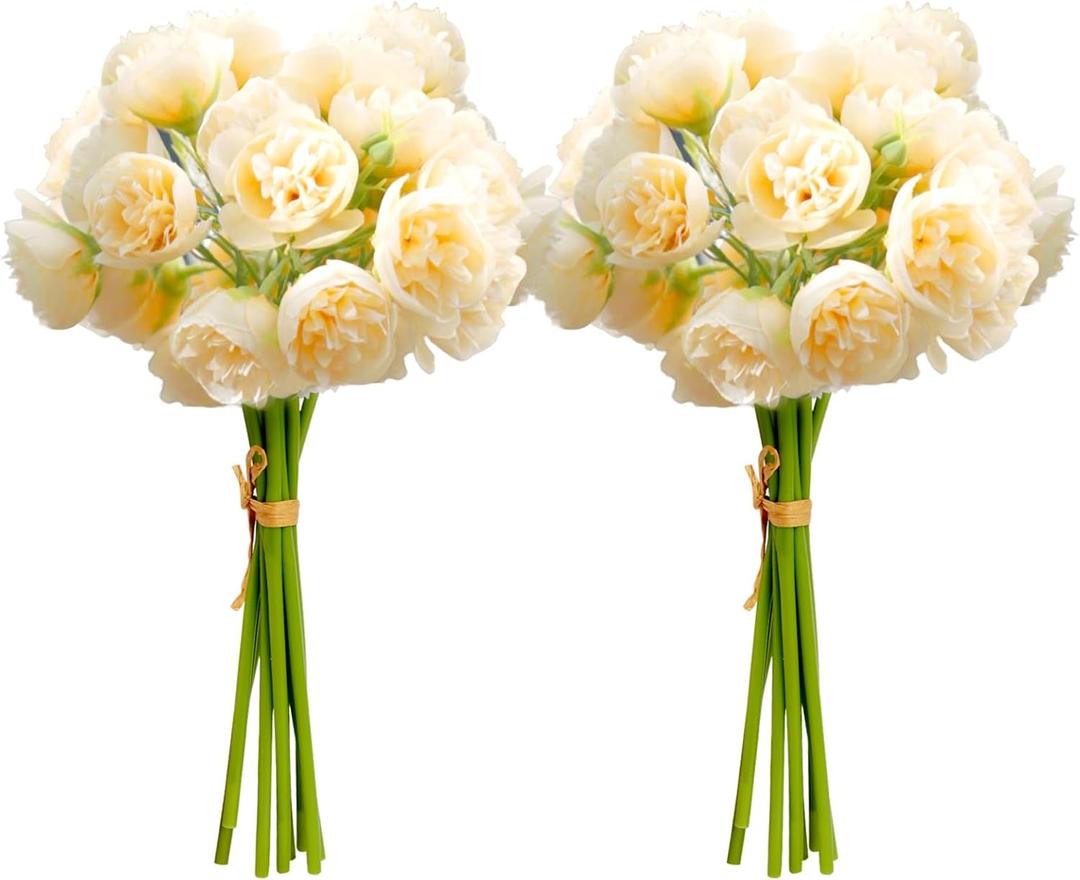 9 Bunches 27 Pcs Yellow Ranunculus Artificial Flowers, Faux Silk Mini Wedding Filler Flowers, DIY Flower Bouquet for Centerpieces, Bridal Shower Decorations, Arrangements & Home Decor(Yellow)