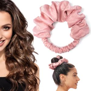Curling Scrunchie, Heatless Hair Curler to Sleep In, No Heat Curls for Long Hair, Soft Sleep Hair Roller (Pink, 1 Count)