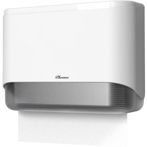 Commercial Paper Towel Dispenser Wall Mount C-Fold Multifold Trifold Hand Towels Dispenser for Bathroom, Two Key Lock Design No-Drilling Adhesive & Screws Included, ABS Built, White-PN6012