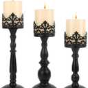 Black Vintage Candle Holder for Table Centerpiece Gothic Candle Stand Set