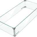 Holy Fire 29.5" L x 13.5" x 6" Rectangle Fire Pit Glass Wind Guard Clear Tempered Glass Flame Protective Pane Wind Resistant - Fits 24x8 Fire Pit Burner Pan