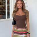 PINKMSTYLE Womens Bustier Corset Tops Spaghetti Strap Camisole Tank Tops Y2K Date Night Going Out Outfits (Brown, M)