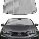 Windshield Sun Shade for Honda Civic Sedan 2012-2015,Front Window Sunshade Shield,2-in-1 Reflective Sun Shade,Silver for Summer, Black for Winter