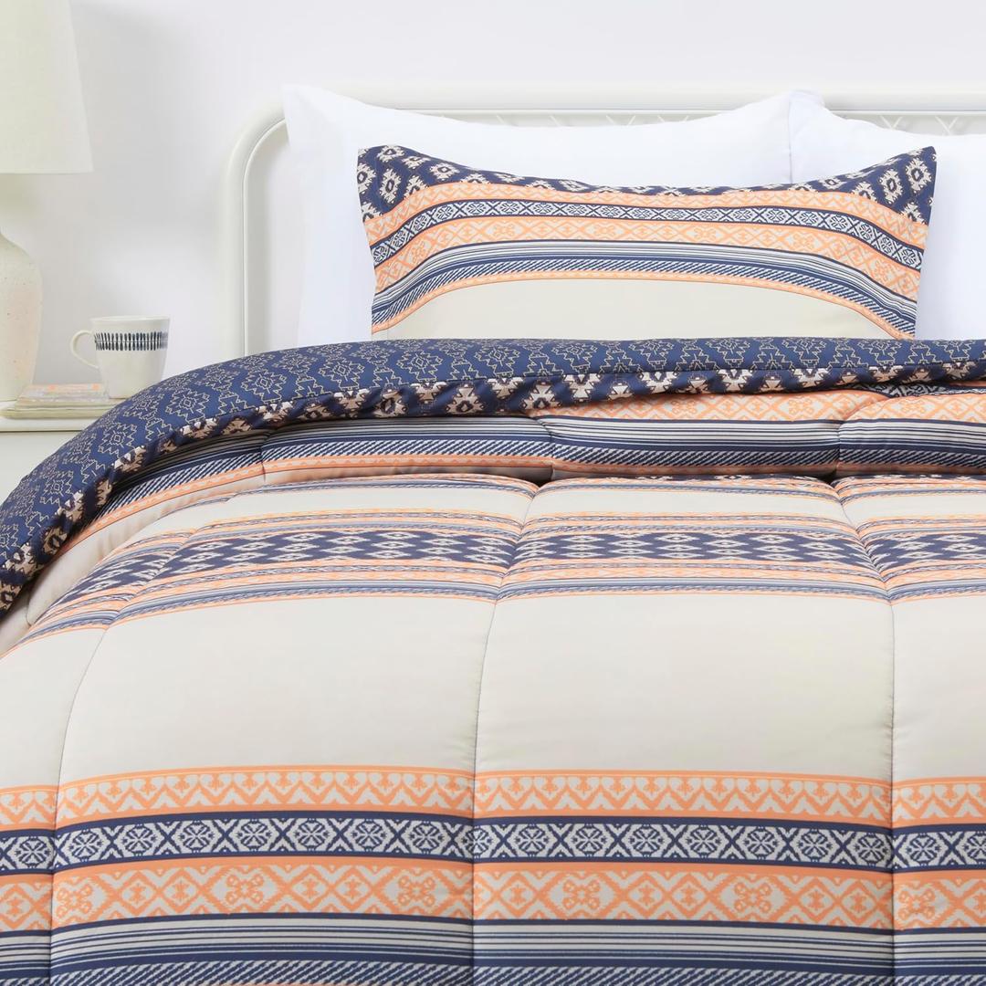 Amazon Basics Lightweight Microfiber Comforter Set, 2-Piece, Twin/Twin XL, Harmonized Geometrics