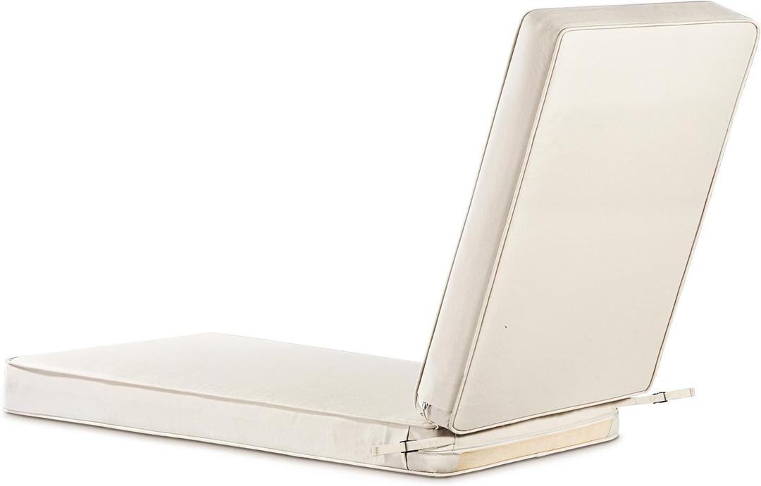 SUNROX All-Weather Fade-Resistant Lounge Chair Cushions DryFast Foam Chaise Lounge Cushions for Outdoor Furniture Patio Pool Lounge Chaise Cushions with Adjustable Straps 73x22 Inch, Cream