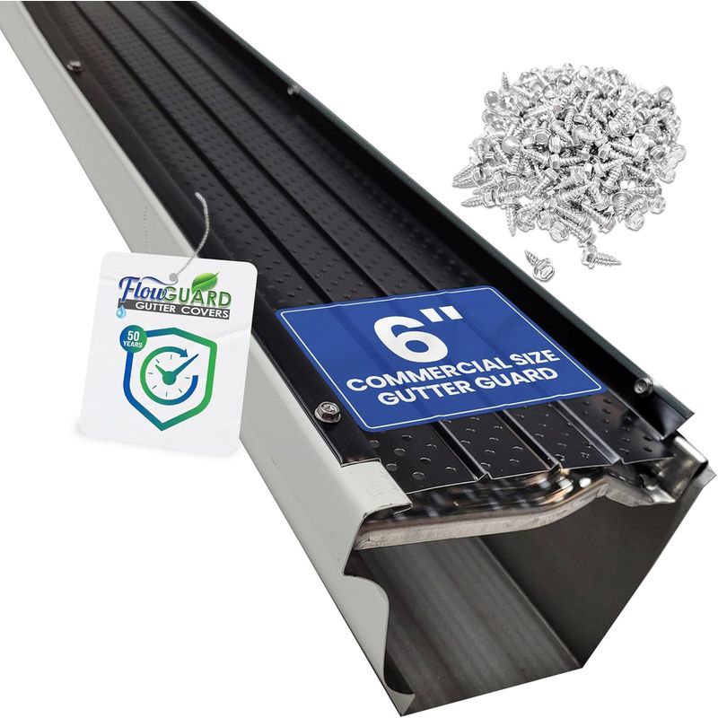 FlowGuard USA Made Professional DIY 6 Inch 50-Year Gutter Cover System ...