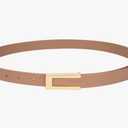 Womens Leather Belt Skinny Waist Belt for Dresses Jeans Pants with Gold Buckle, 38", Pack of 2