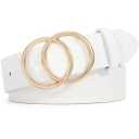 WHIPPY Women's Leather Belt for Jeans Pants Dresses Casual Fashion Waist Belt with Gold Buckle (White)