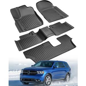 Custom Fit 4 Pcs Floor Mats for Dodge Durango 2011-2015 - All-Weather Rubber Mats & Liners, Heavy Duty Car Interior Protection for SUV, Weather-Resistant & Easy to Clean