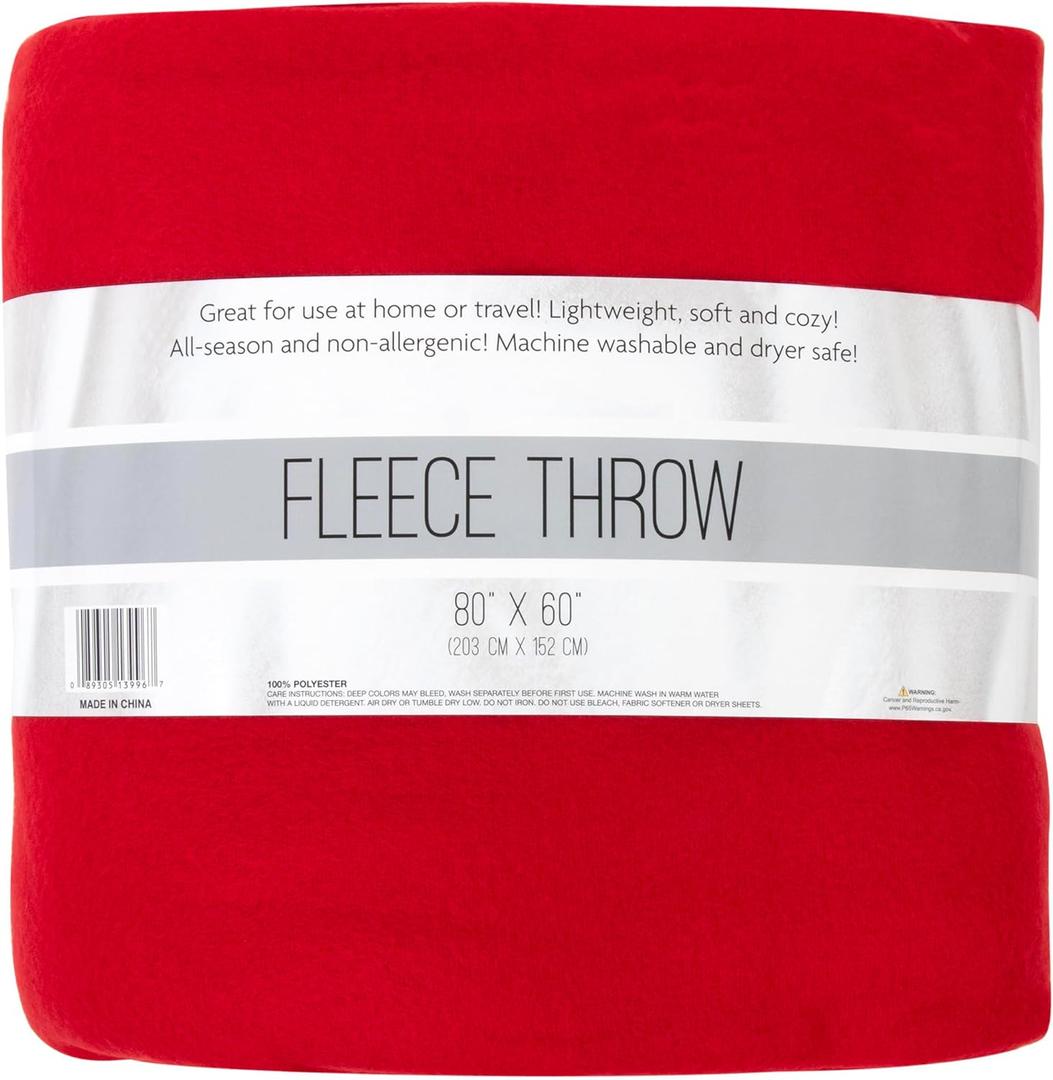 Trail maker 80x60 Fleece Throw Blanket Large Hypoallergenic Throw for Twin Bed, Couch, Livingroom, Chair Throw Cover (Red)