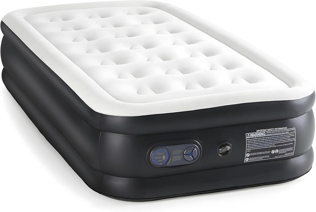 YSSOA Twin Camping Air Mattress with Built-in Electric High-Speed Pump, 18" Bed Height, Blow Up Inflatable Airbed with Carrying Bag, Best for Home Guests & Travel, Waterproof Foldable Portable
