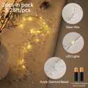 AdasBridal Diamond Beads String Fairy Lights Battery Operated - Clear Acrylic Crystal Bead Strand 20 Led String Lights 3.94 Ft for Christmas Tree Hanging Wedding Centerpiece Party Decorations, 2 Pack