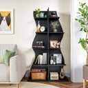 LITTLE TREE Small Corner Shelf, Modern 5-Tier Wall Wavy Corner Bookshelf, 1 Pack