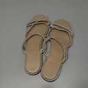 OYOANGLE Women's Rhinestone Strappy Open Toe Slide Sandals Slip on Casual Flat Sandals, Size 8.5