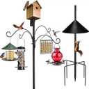 92 Inch Black Adjustable Heavy Duty Bird Feeder Pole for Outdoors Bird House Pole for Garden with Squirrel Proof Baffle 4 Shepherd Hooks Birds Feeding Station with 5-Prong Base for Yard, Garden
