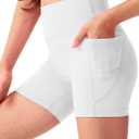 Girls 4'' High Waisted Biker Shorts, Stretchy Athletic Workout Running Shorts for Kids and Teens (White, L)