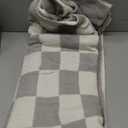 SeaRoomy Checkered Throw Blanket, Soft Cozy Fluffy Reversible Checkerboard Knitted Throw Blanket, Warm Plush Microfiber Plaid Lightweight Blanket for Couch Bed Travel(Grey, 51"×63")