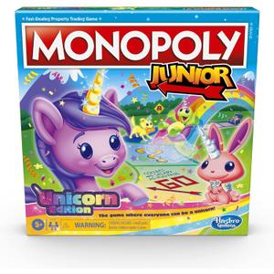 Monopoly Junior: Unicorn Edition Board Game | Magical-Themed Indoor Family Game | 2 to 4 Players | Preschool Games | Kids Gifts | Ages 5 and Up