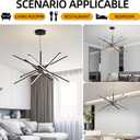 33 inches Modern Sputnik Chandelier 90W LED Chandeliers with Remote 6-Lights Dining Room Linear 3000-6000K Dimmable Dining Room Light Black Pendant Light for Living Room Bedroom Foyer