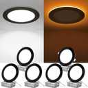 ZYC Canless LED Recessed Lighting 6 Inch 6 Pack 5CCT Ultra-Thin Downlight Lights with Night Light Mode,12W 1100LM Dimmable Retrofit Wafer Recessed Ceiling Light,1800K to 6000K ETL,FCC (Black)