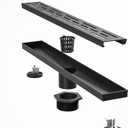 Bochni Linear Shower Drain 24" Matte Black 304 Stainless Steel | with Drain Grate| Fast Drainage | Stainless Floor Drain Grate | Hair Strainer | Drain Key | The Upgrade for Your Bathroom