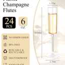 Ciaell 24 Pack Plastic Champagne Flutes - Clear 6 Oz Disposable Champagne Glasses - Square Plastic Toasting Glasses for Party Birthday Anniversary Wedding
