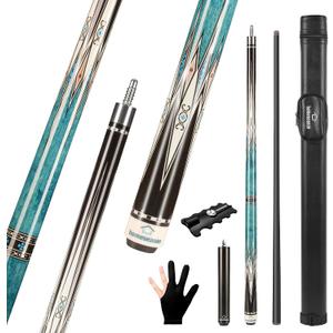 HomeSeason Carbon Fiber Pool Cue 58" with Leather Bag Extender Extension Rod Professional Pool Stick 4-Layer Tip Low Deflection Cue Stick, 3 * 8/8Joint Pin, Ultra-Smooth, Billiard Cue Sticks