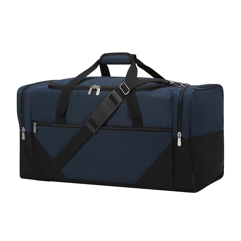25 in Large Travel Duffel Bag for Men - 56L Roomy Weekender Bag with Trolley Sleeve (Navy)