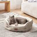 Bedsure Dog Beds for Small Dogs - Round Medium Cat Beds for Indoor Cats, Washable Pet Bed for Puppy and Kitten with Slip-Resistant Bottom, 25 Inches, Taupe