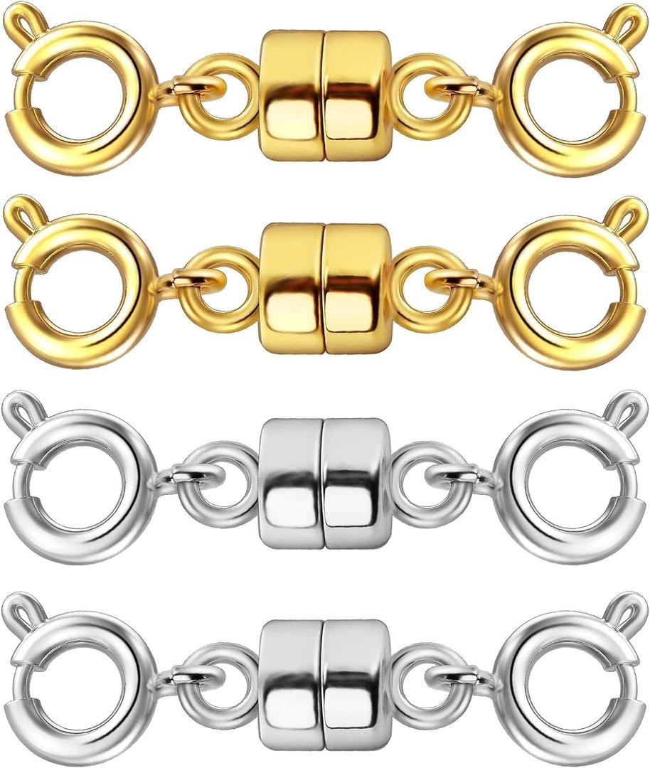 Double Magnetic Necklace Clasps and Closures 14K Gold and Silver Bracelet Extender Jewelry Clasps Converters for DIY Jewelry Making