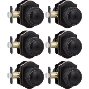 Goldenwarm Oil Rubbed Bronze Door Knobs Interior, Bedroom Door Knob & Bathroom for Privacy, Bronze Interior Door Knobs 6 Pack