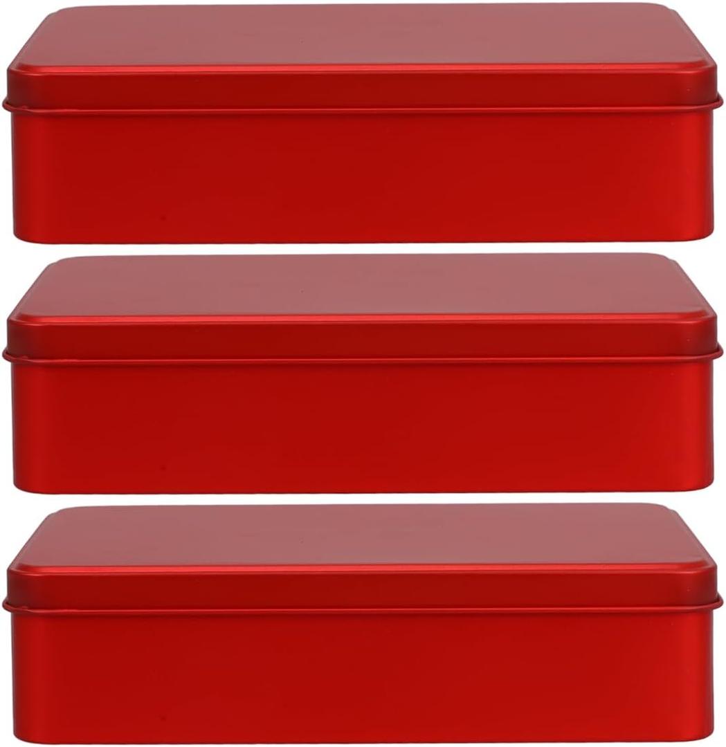Homoyoyo 3pcs Metal Tins with Lid Rectangular Cookie Storage Boxes for Treats for Travel Organizing Items Versatile Metal Containers Sleek Design