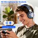 INFURTURE USB C Headphones Wired with Mic & Volume Control, Noise Isolating Over-Ear Headphones, Tangle-Free Plaiting Line, Foldable Headphone for School/Travel/iPad,Tablet,iPhone 17/16/15(Blue