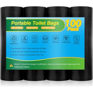 Portable Toilet Bags - 8 Gallon Camping Toilet Bags, Biodegradable Travel Potty Bag for Portable Toilet, Thickened Camp Toilet Waste Bags for 5 Gallon Bucket Toilet, Compostable Trash Bags